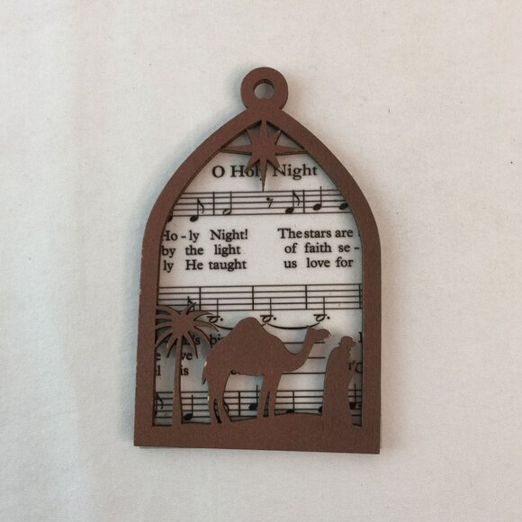 Wood Laser Cut Nativity Christmas Ornament w/Carol Music 4" Set of 6 Lot #4 - Picture 10 of 14